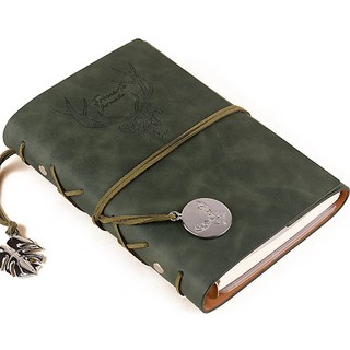 From Arte 復古麋鹿印章 6孔活頁皮革萬年手帳 A6, 1個, 綠色