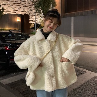 PEONIST 女款Oversize翻領羊羔毛刷毛夾克