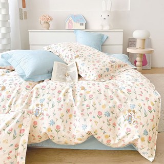 戀家小舖 精梳純棉槴子花 床包 + 枕套 2個