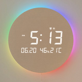 무아스 풀문 오로라 360 LED 온습도 벽시계, 혼합색상
