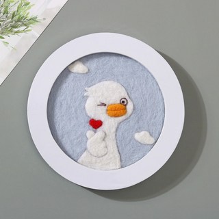 ASHWOLF DIY羊毛氈+相框, 眨眼鴨（十字繡）, 1個