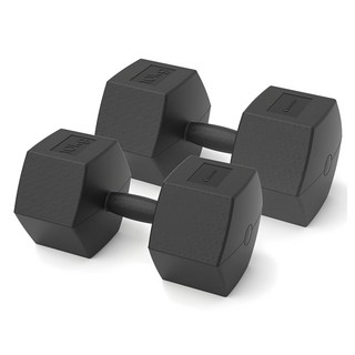 EGOJIN 黑色六角啞鈴, 10公斤, 2個