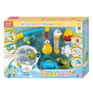 韓國 ONE&ONE 조이앤그로우 3合1撈網水槍磁鐵釣魚, 1個, 混合顏色