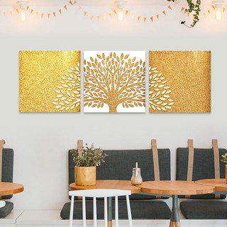 Baek & Art 黃金財運金色帆布室內裝飾生命樹畫框3件組 類型 02, 生命樹 03-1