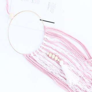 JCP 金屬環木珠繩結編織, 粉紅色