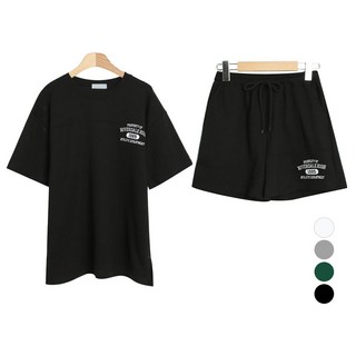 Planday 女款Ribeuro刺繡短袖T恤+3分短褲套裝