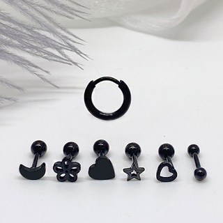 gelluna 女款 醫療鋼 星星 月亮 花朵 愛心 造型 耳環 7件組