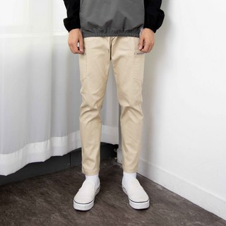 THE GANZI 男款錐形剪裁棉質綁帶工裝長褲