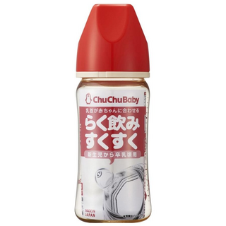 ChuChu 經典寬口徑PPSU奶瓶 0歲以上 紅色 240ml, 1入