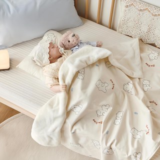 艾迪超細纖維嬰幼兒雙面毯, 淺褐色