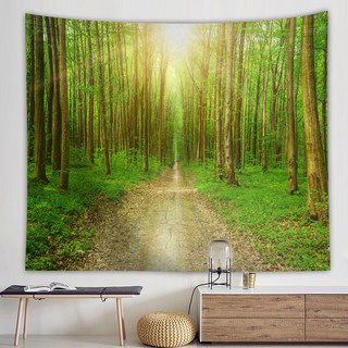 MA 森林背景感性織物海報掛毯, 樹林小徑