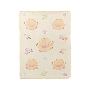 PiYOPiYO黃色小鴨 太空冒險珊瑚絨四季毯 + 提袋, 85 x 115cm, 黃色