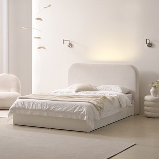 웰퍼니쳐 벨누아 LED 패브릭 수납 침대프레임 단품 방문설치, 화이트