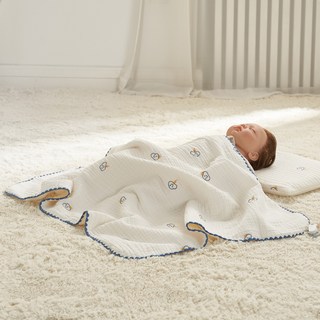 lolbaby 嬰幼兒六層縐紗紗布毯, 雲朵 白色