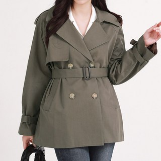 peilit 女款經典風格短版風衣外套