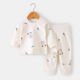 JOYMULTI 童款米色系護肚長袖家居服套裝