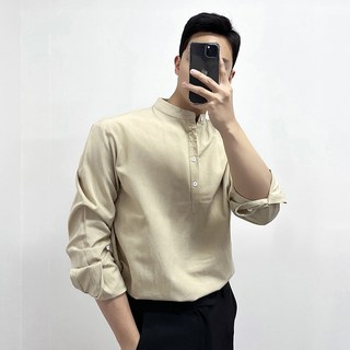 Meosidda 男士鈕扣亨利領襯衫