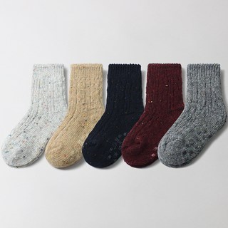 KIDS FUTURE 孩童羊毛扭紋針織中筒襪 5雙入