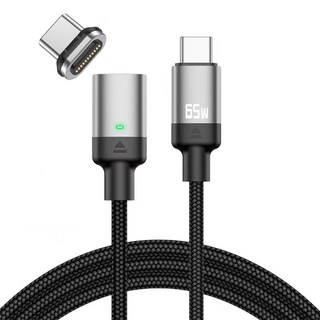 YORI優里 11pin磁吸充電線 直頭款 + Type-C磁吸頭 100W, 黑色, 1個, 200cm