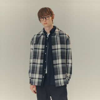 MIND BRIDGE 男款 Do Good 寬鬆版型格紋鋪棉襯衫式外套 MYWS7151