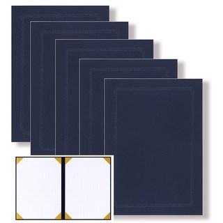 WOOJIN 訓民正音絲絨素面獎狀夾, 海軍藍色, 5個