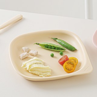 TACKAON 嬰幼兒方形Ecozen日常餐盤L號, 黃色, 1個