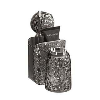 喵汪森林 輕奢質感牙刷置物架 吸盤款 免打孔安裝 多功能收納 浴室收納, 1個, 透銀灰