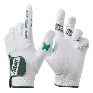 adak 女性用 揮桿節奏防滑高爾夫手套 (雙手用), 1雙, 白色 綠色