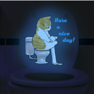 Starium 室內牆面裝飾重點貼紙 廁所貓咪, 藍色