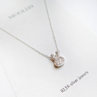 MOOLDN 925純銀方晶鋯石兔子吊墜兔子鍊條項鍊