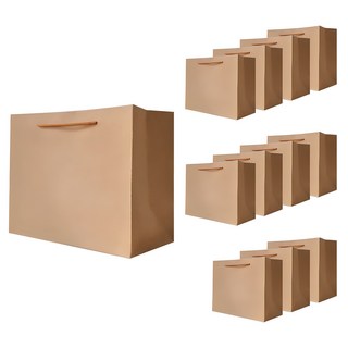 Lead home 堅固牛皮紙素色紙購物袋 12入, 12個, 牛皮紙色
