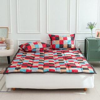 Annapurna 韓國製造 3倍蓬鬆床墊, 方塊拼接 紅色