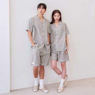 DOSSY 情侶款絲質Essential睡衣短袖 2件+短褲 2件組