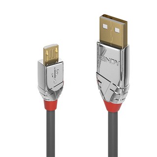 LINDY 林帝 CROMO鉻系列 USB2.0 Type-A/公-Micro-B/公傳輸線, 2m, 黑色, 1條