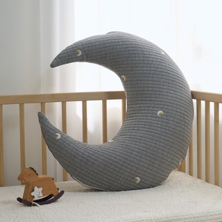 lolbaby 嬰兒絎縫月亮抱枕, 月亮星星灰