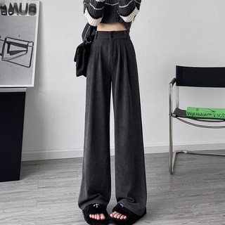 페이퍼먼츠 여성용 아르 기모 투버튼 와이드핏 골덴 정장 슬랙스