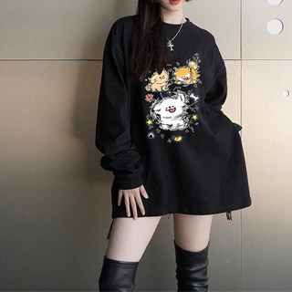 Goodif 女款Oversize印花寬鬆日常箱型長版T恤