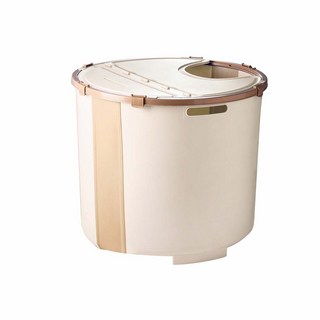 LEADER X 快速安裝折疊式高桶附蓋泡澡沐浴桶 + 浴凳 奶油白 折疊收納, 1組