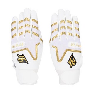 HI-GOLD 打擊手套 雙手穿戴 HL205MBJBG00, 白色 + 金色