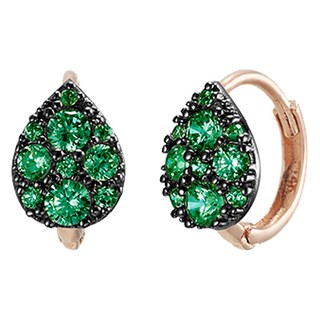 semijuwelry 女性 14K 祖母綠鑲鑽水滴一觸式耳環