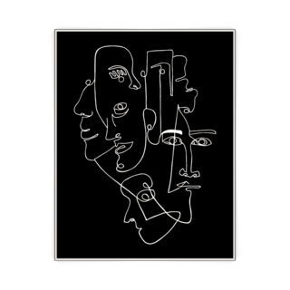 ALL&ART 抽象插畫圖 室內裝飾畫框 AIP75, 白色