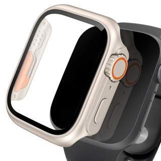 iMALL Apple Watch 相容 Ultra 風格 9H鋼化玻璃全覆蓋邊框保護殼, 1個, 星光色