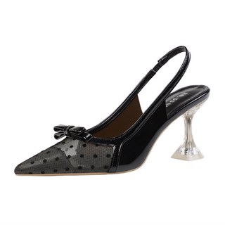 氣墊網眼圓點大尺碼高跟鞋