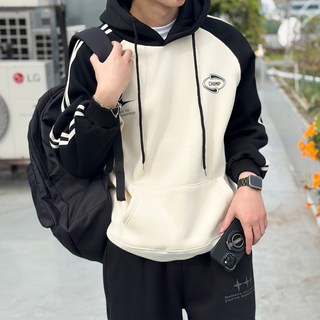 CONFIAR 保暖刷毛寬鬆版雙線條連帽T恤 TC11004