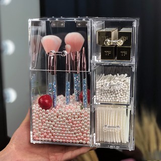 真正無利潤商城 刷具收納盒 03 多功能刷具桶 抽屜 + 米色粉紅 珍珠, 1個