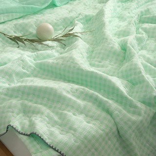 格紋涼感泡泡紗薄被, 薄荷綠