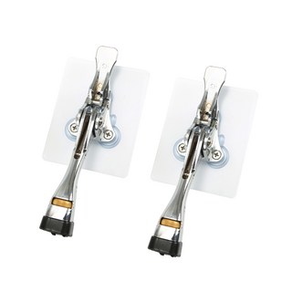 Kkumim Home 免鑽孔黏貼式一鍵式馬蹄門擋 鍍鉻, 2個