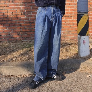 DKA 男款新復古雙褶寬版牛仔褲 G02K4_pj5451