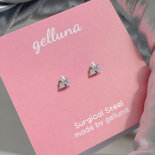 gelluna 女用手術鋼三角形Triangle鋯石基本款耳飾耳釘外耳骨槓鈴球型耳環 5mm P-821