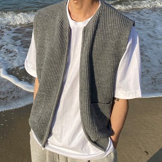 JTL 男士日常層次穿搭拉鍊針織背心